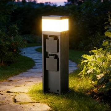 Brilagi -Lámpara exterior con 2 enchufes SCHUKO PILLAR 1xG9/11W/230V IP44 antracita