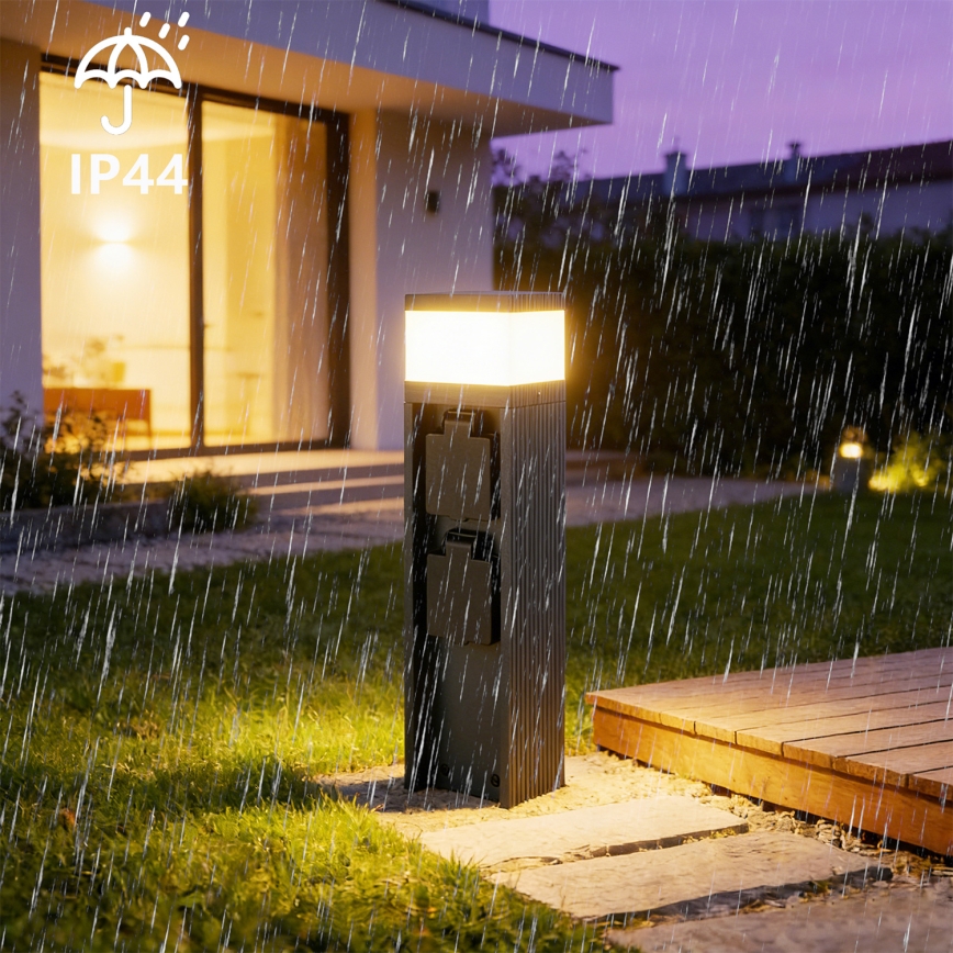 Brilagi -Lámpara exterior con 2 enchufes SCHUKO PILLAR 1xG9/11W/230V IP44 antracita