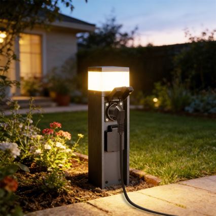 Brilagi -Lámpara exterior con 2 enchufes SCHUKO PILLAR 1xG9/11W/230V IP44 antracita