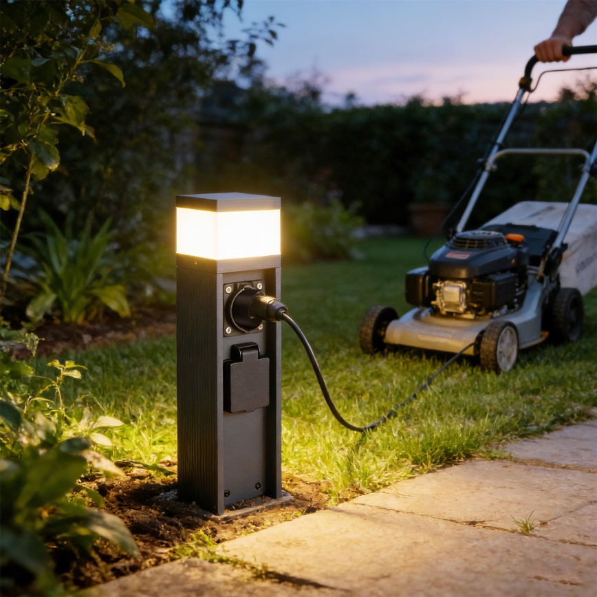 Brilagi -Lámpara exterior con 2 enchufes SCHUKO PILLAR 1xG9/11W/230V IP44 antracita