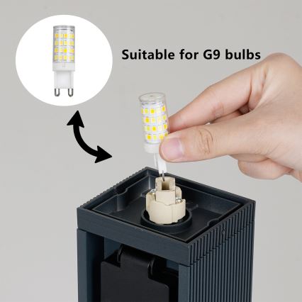 Brilagi -Lámpara exterior con 2 enchufes SCHUKO PILLAR 1xG9/11W/230V IP44 antracita