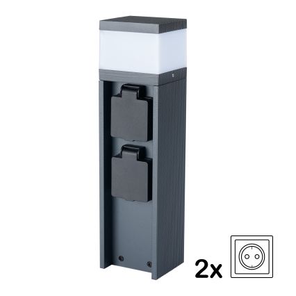 Brilagi -Lámpara exterior con 2 enchufes SCHUKO PILLAR 1xG9/11W/230V IP44 antracita