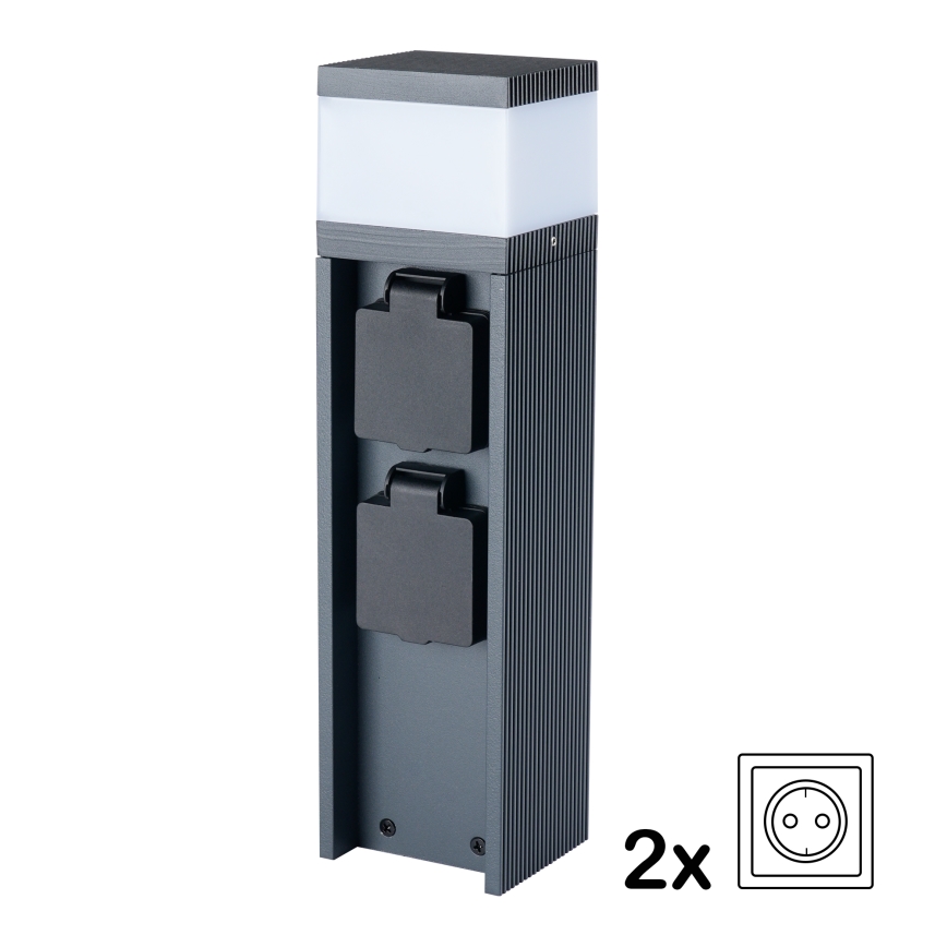 Brilagi -Lámpara exterior con 2 enchufes SCHUKO PILLAR 1xG9/11W/230V IP44 antracita