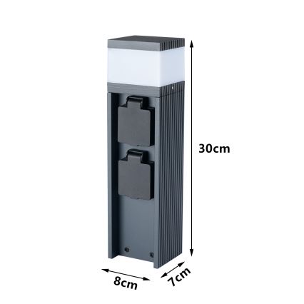 Brilagi -Lámpara exterior con 2 enchufes SCHUKO PILLAR 1xG9/11W/230V IP44 antracita