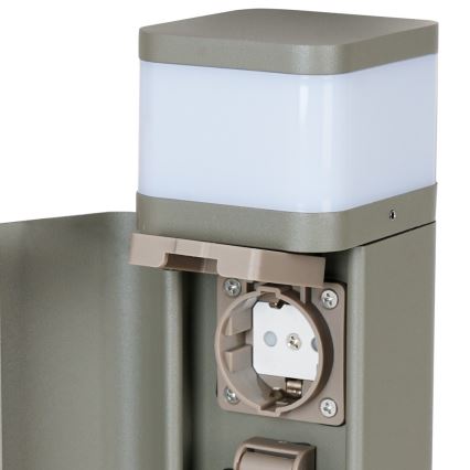 BRILAGI - Lámpara exterior con 2 enchufes SCHUKO PILLAR 1xG9/11W/230V IP44 gris