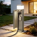 BRILAGI - Lámpara exterior con 2 enchufes SCHUKO PILLAR 1xG9/11W/230V IP44 gris