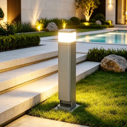 BRILAGI - Lámpara exterior con 2 enchufes SCHUKO PILLAR 1xG9/11W/230V IP44 gris