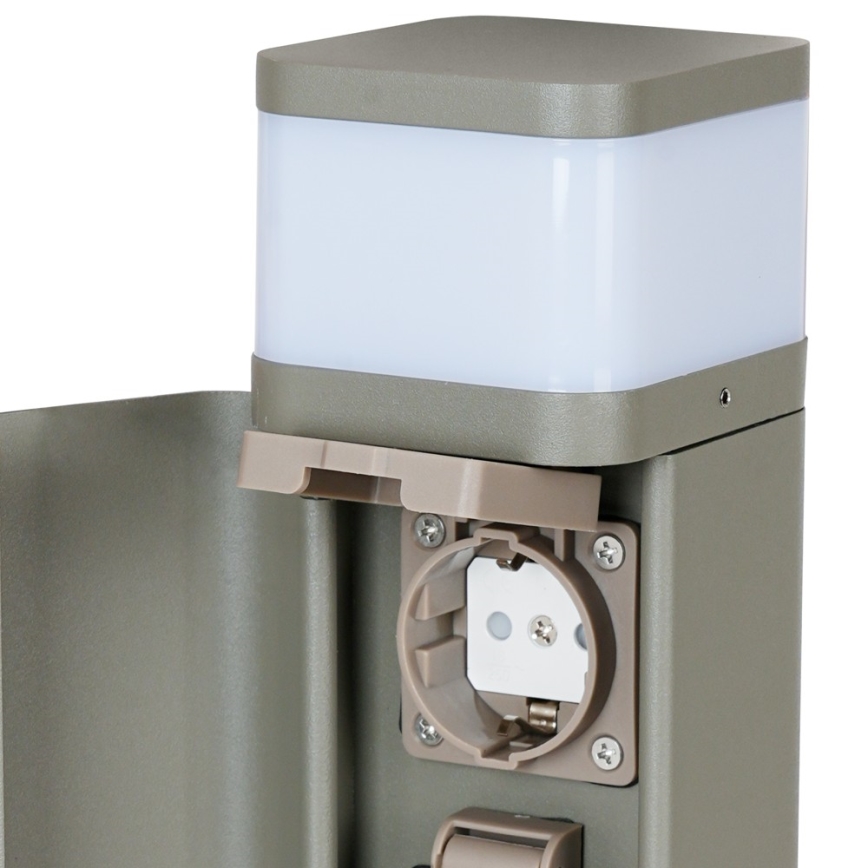 BRILAGI - Lámpara exterior con 2 enchufes SCHUKO PILLAR 1xG9/11W/230V IP44 gris