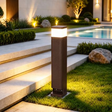 BRILAGI - Lámpara exterior con 2 enchufes SCHUKO PILLAR 1xG9/11W/230V IP44 marrón