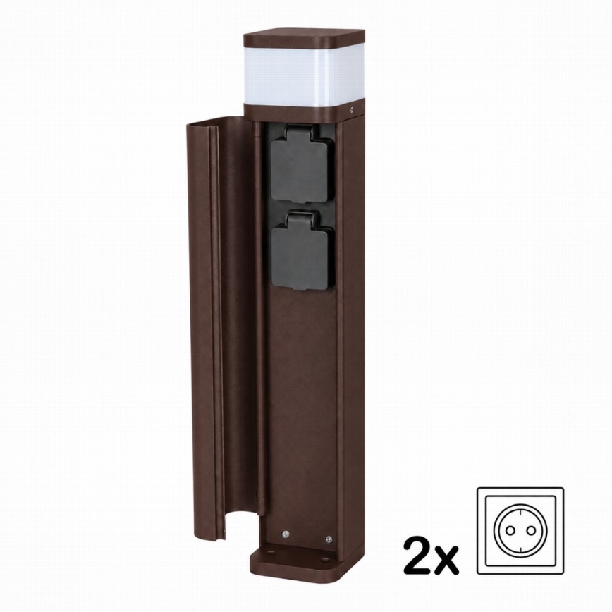 BRILAGI - Lámpara exterior con 2 enchufes SCHUKO PILLAR 1xG9/11W/230V IP44 marrón