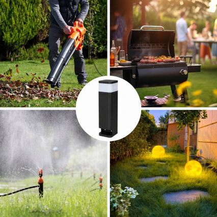BRILAGI - Lámpara exterior con 2 enchufes SCHUKO PILLAR 1xG9/11W/230V IP44 negra