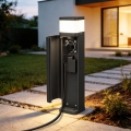 BRILAGI - Lámpara exterior con 2 enchufes SCHUKO PILLAR 1xG9/11W/230V IP44 negra