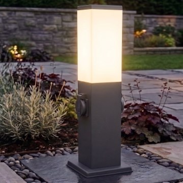Brilagi - Lámpara exterior con 2 tomas SCHUKO NOVA 1xE27/15W/230V 40 cm IP44 antracita