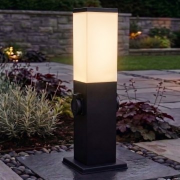 Brilagi - Lámpara exterior con 2 tomas SCHUKO NOVA 1xE27/15W/230V 40 cm IP44 negra