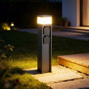 Brilagi - Lámpara exterior con 2 tomas SCHUKO PILLAR 1xG9/11W/230V IP44 antracita