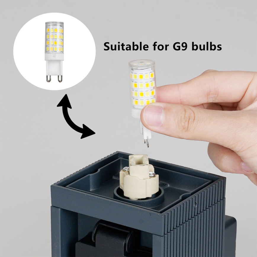 Brilagi - Lámpara de pared exterior PILLAR con enchufe SCHUKO, 1xG9/11W/230V, IP44, antracita