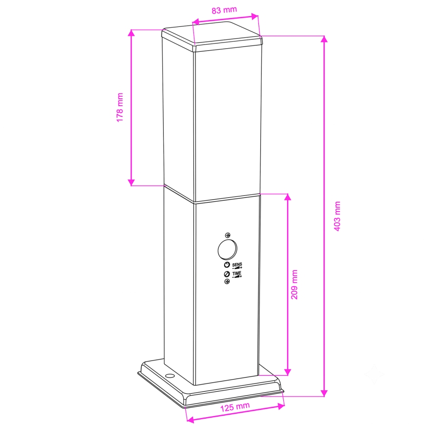 Brilagi - Lámpara exterior con sensor NOVA 1xE27/15W/230V 40 cm IP44 negra