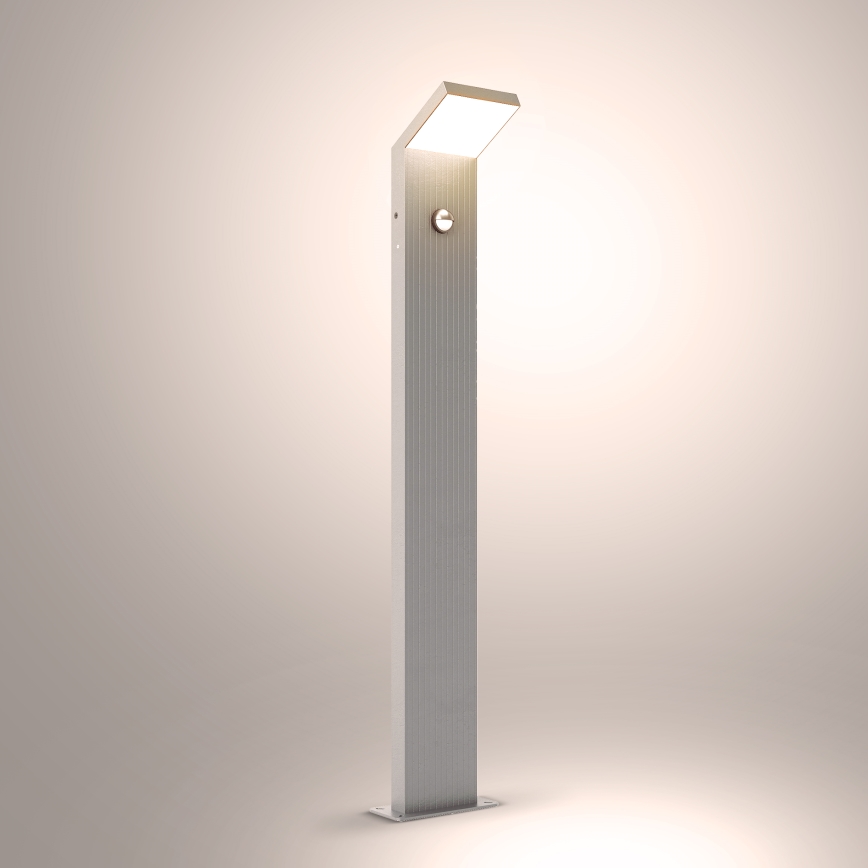 Brilagi - Lámpara exterior LED con sensor RIANO LED/8W/230V plateada IP65 80 cm