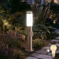 BRILAGI - Lámpara exterior LED regulable con toma de corriente ELIA 1xE27/6W/230V 2700-6500K IP44 Wi-Fi 50 cm cromo mate