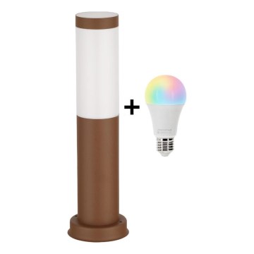 Brilagi - Lámpara exterior LED RGBW regulable 1xE27/9W/230V 2700-6500K IP44 40 cm marrón