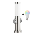 Brilagi - Lámpara exterior LED RGBW regulable con 2 portalámparas, 1xE27/9W/230V, 2700-6500K, IP44, 40 cm, cromo mate