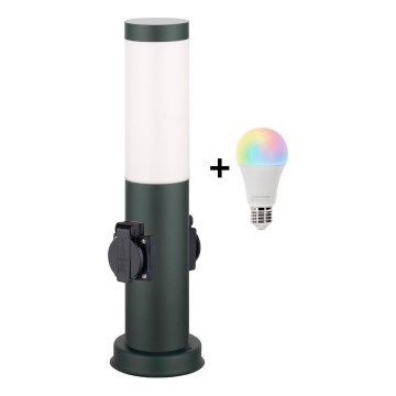 Brilagi - Lámpara exterior LED RGBW regulable con 2 tomas de corriente 1xE27/9W/230V 2700-6500K IP44 40 cm antracita