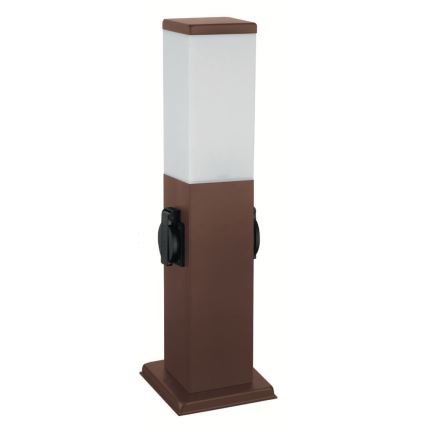 Brilagi - Lámpara exterior con 2 enchufes SCHUKO NOVA 1xE27/15W/230V 40 cm IP44 marrón