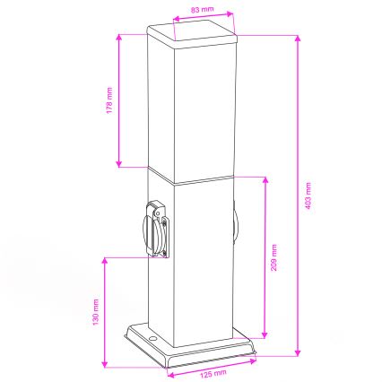 BRILAGI - Lámpara exterior con 2 enchufes SCHUKO NOVA 1xE27/15W/230V 40 cm IP44 marrón
