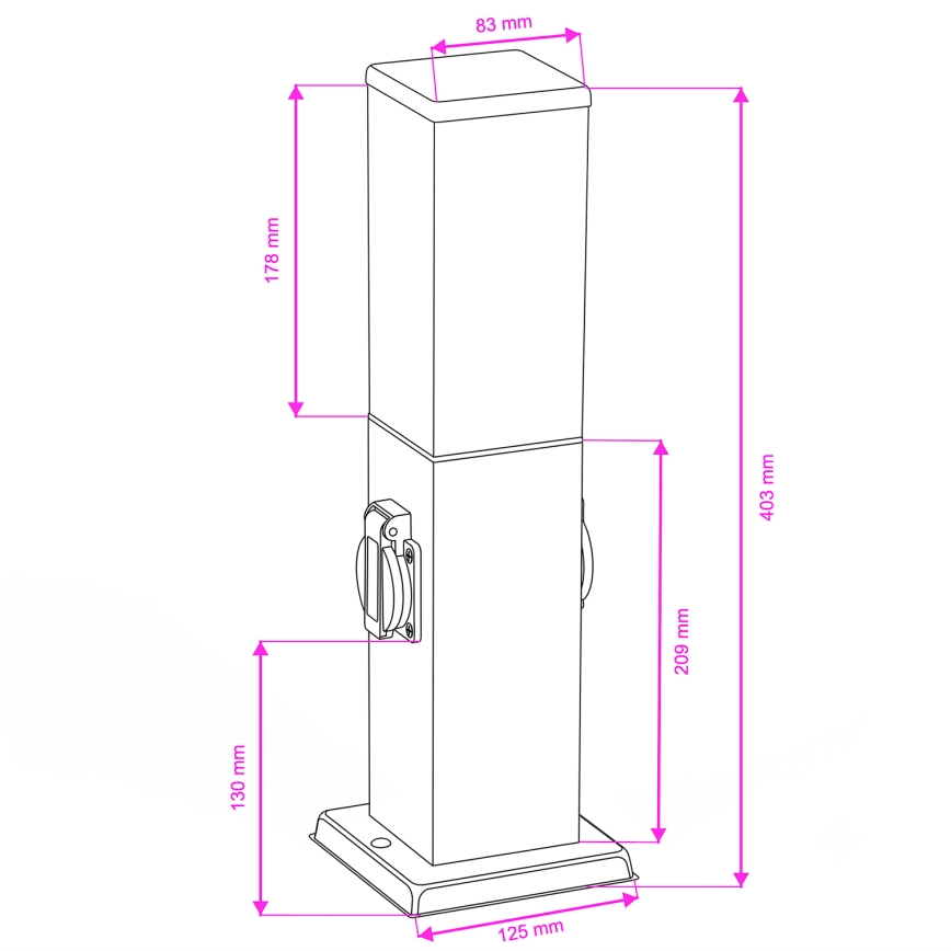BRILAGI - Lámpara exterior con 2 enchufes SCHUKO NOVA 1xE27/15W/230V 40 cm IP44 marrón