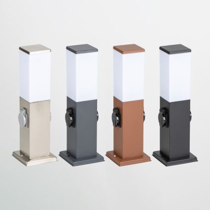 BRILAGI - Lámpara exterior con 2 enchufes SCHUKO NOVA 1xE27/15W/230V 40 cm IP44 marrón