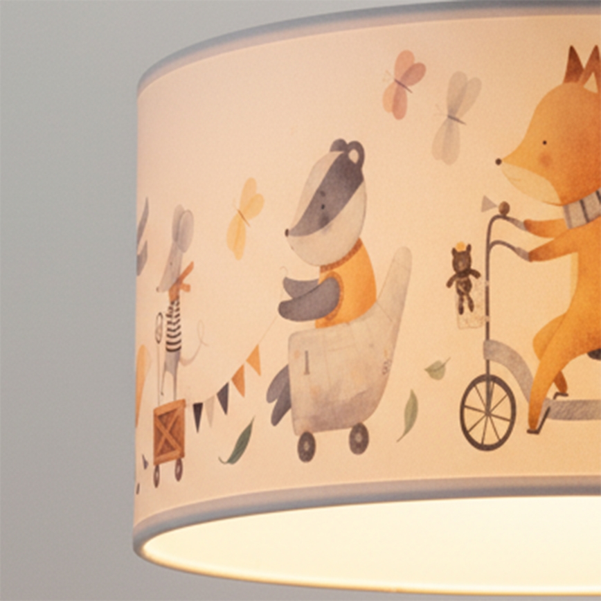Brilagi - Lámpara infantil LED colgante con cable BOBO 1xE27/60W/230V Ø 35 cm blanco/animalitos