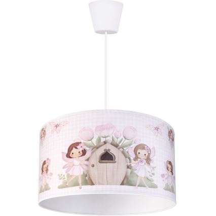 BRILAGI - Lámpara infantil LED colgante con cable BOBO 1xE27/60W/230V Ø 35 cm rosa/hadas