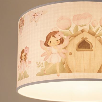 BRILAGI - Lámpara infantil LED colgante con cable BOBO 1xE27/60W/230V Ø 35 cm rosa/hadas
