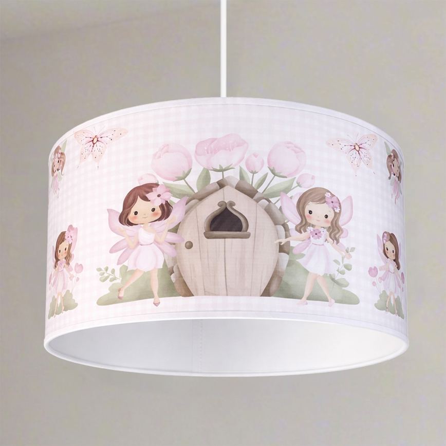 BRILAGI - Lámpara infantil LED colgante con cable BOBO 1xE27/60W/230V Ø 35 cm rosa/hadas