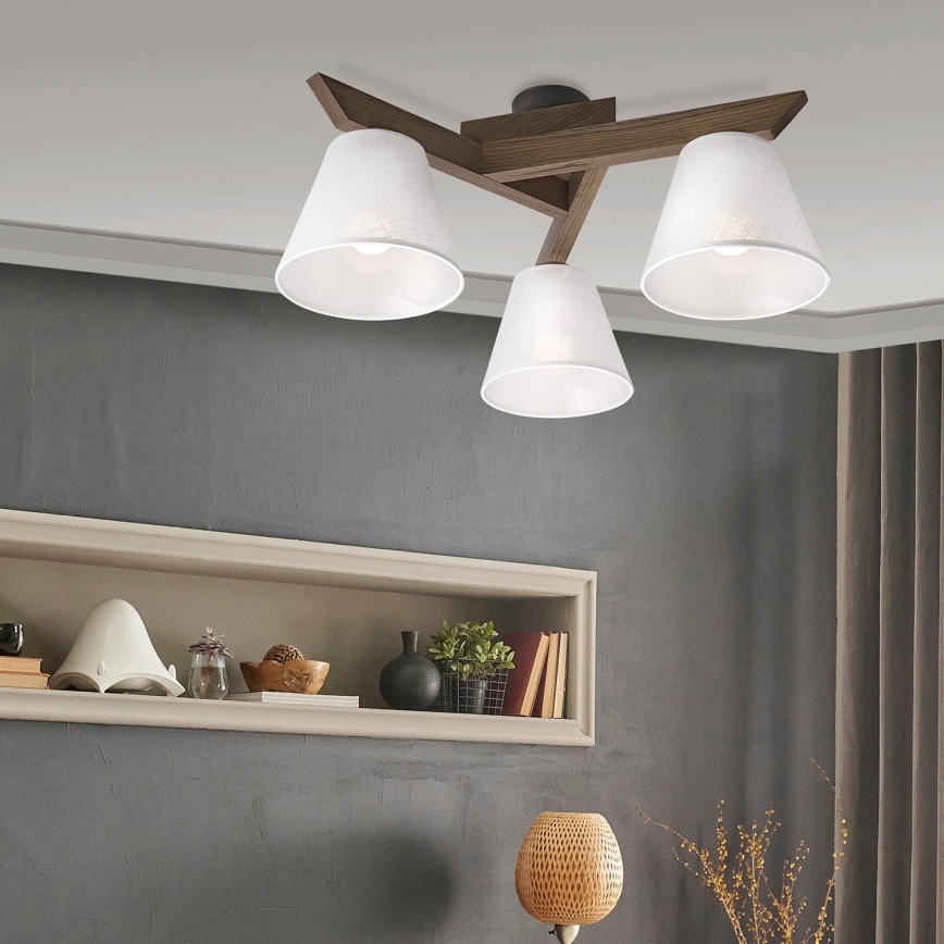 BRILAGI - Lámpara de techo LED ANTHONY empotrada 3xE14/40W/230V roble nogal/blanco
