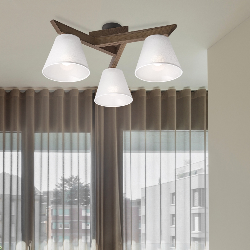 BRILAGI - Lámpara de techo LED ANTHONY empotrada 3xE14/40W/230V roble nogal/blanco
