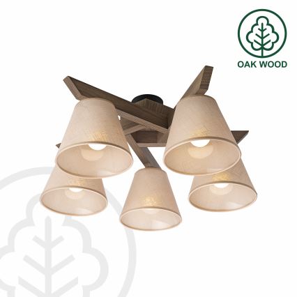 Brilagi - Lámpara de techo LED ANTHONY de superficie 5xE14/40W/230V roble nogal/beige