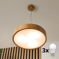Brilagi - Lámpara LED colgante CARVALHO 3xE27/60W/230V roble diá. 47,5 cm
