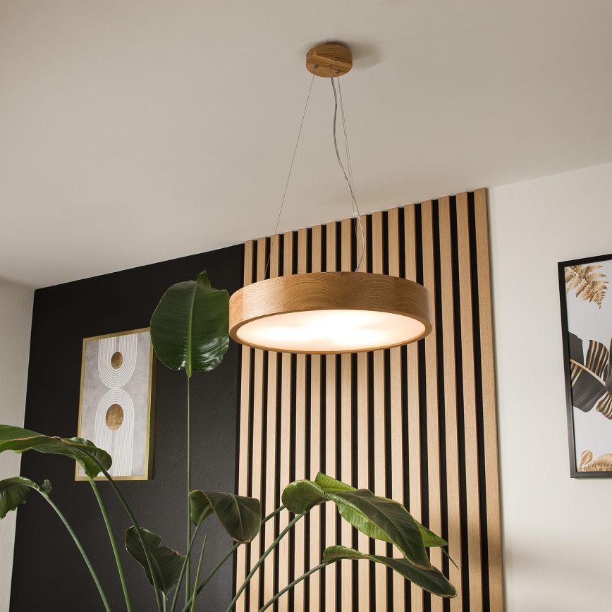 Brilagi - Lámpara LED colgante CARVALHO 3xE27/60W/230V roble diá. 47,5 cm