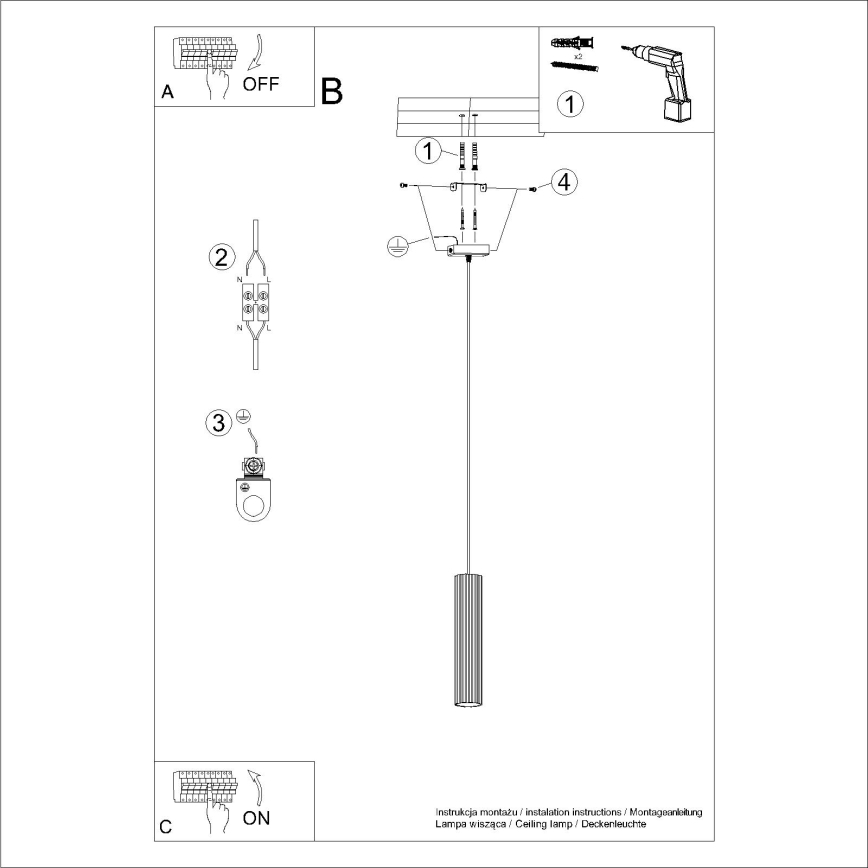 Brilagi - Lámpara LED colgante con cable CRESTO 1xGU10/10W/230V, acabado dorado