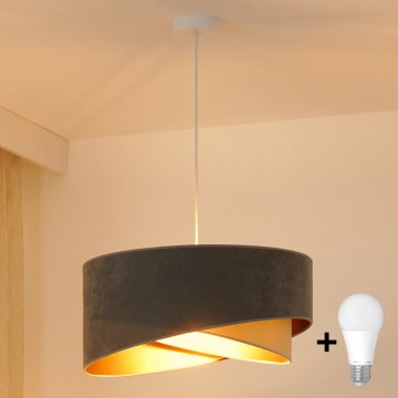 Brilagi - Lámpara LED colgante LYRA 1xE27/15W/230V gris/beige/dorado