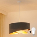 Brilagi - Lámpara LED colgante LYRA 1xE27/15W/230V gris/color crema/dorado