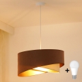 Brilagi - Lámpara LED colgante LYRA 1xE27/15W/230V marrón/color crema/dorado