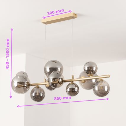 Brilagi - Lámpara LED colgante MILLA 10xG9/3W/230V dorado/ahumado