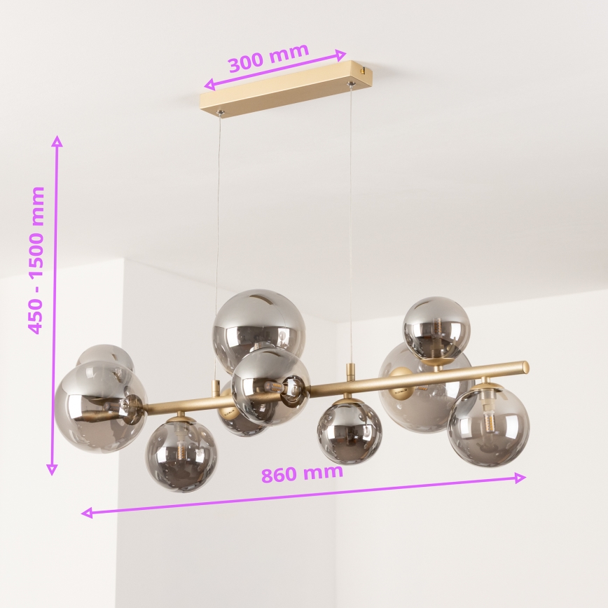 Brilagi - Lámpara LED colgante MILLA 10xG9/3W/230V dorado/ahumado
