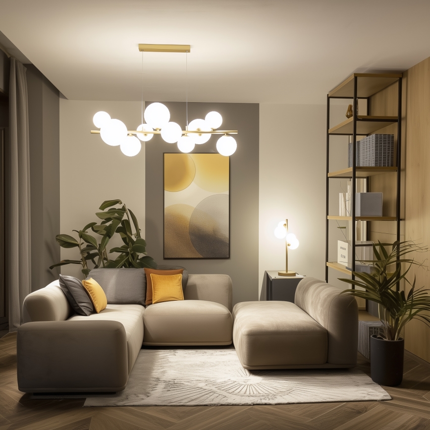 Brilagi - Lámpara LED colgante MILLA 10xG9/3W/230V dorado/blanco
