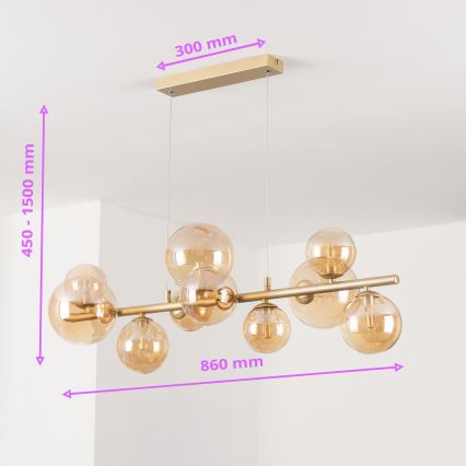 Brilagi - Lámpara LED colgante MILLA 10xG9/3W/230V dorado