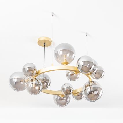 Brilagi - Lámpara LED colgante MILLA 15xG9/3W/230V dorado/ahumado