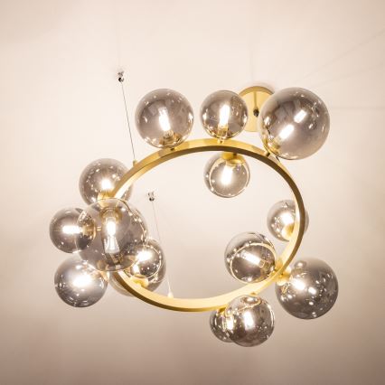 Brilagi - Lámpara LED colgante MILLA 15xG9/3W/230V dorado/ahumado