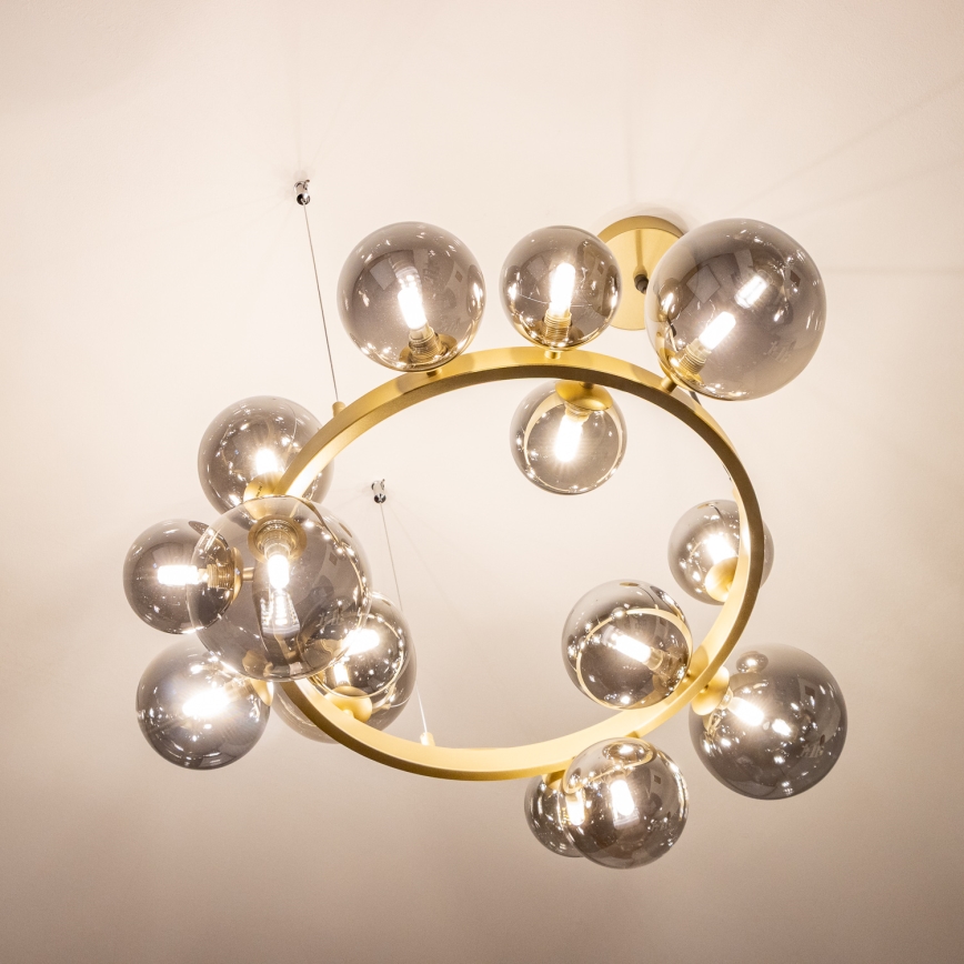 Brilagi - Lámpara LED colgante MILLA 15xG9/3W/230V dorado/ahumado